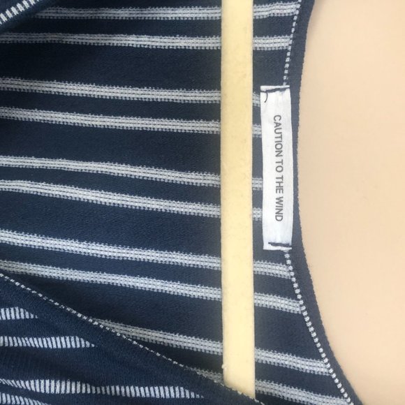 Navy striped flare leg jumpsuit - Picture 2 of 2